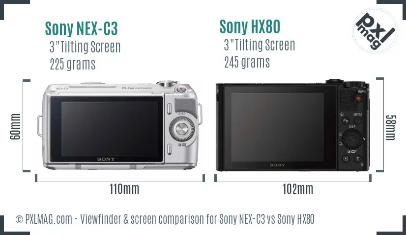 Sony NEX-C3 vs Sony HX80 Screen and Viewfinder comparison
