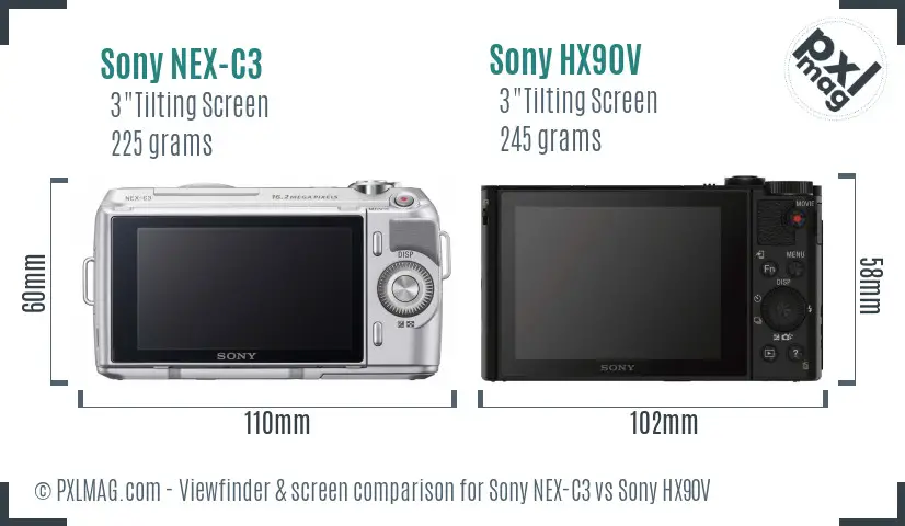 Sony NEX-C3 vs Sony HX90V Screen and Viewfinder comparison