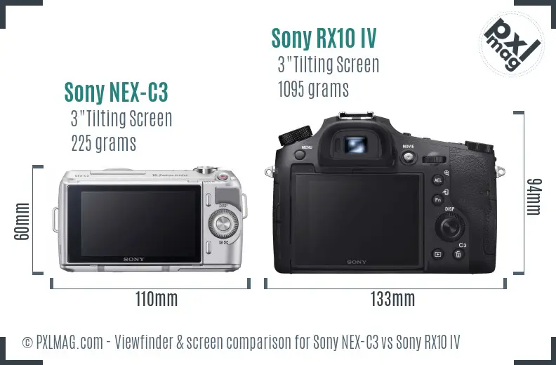 Sony NEX-C3 vs Sony RX10 IV Screen and Viewfinder comparison