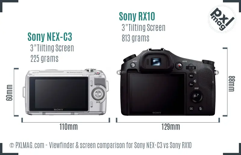 Sony NEX-C3 vs Sony RX10 Screen and Viewfinder comparison