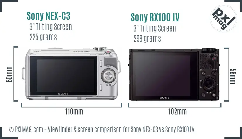 Sony NEX-C3 vs Sony RX100 IV Screen and Viewfinder comparison