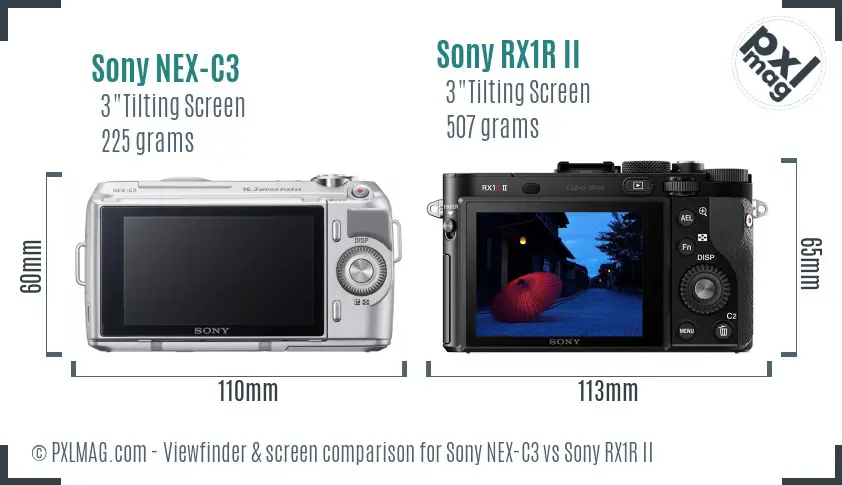 Sony NEX-C3 vs Sony RX1R II Screen and Viewfinder comparison