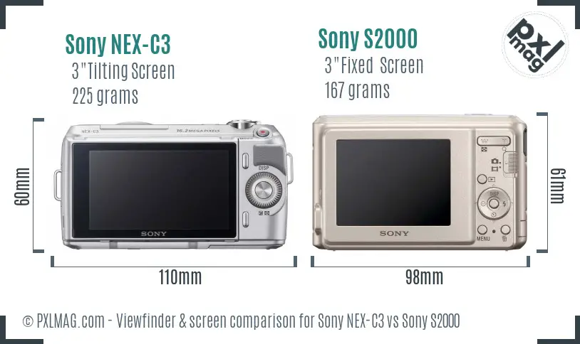 Sony NEX-C3 vs Sony S2000 Screen and Viewfinder comparison