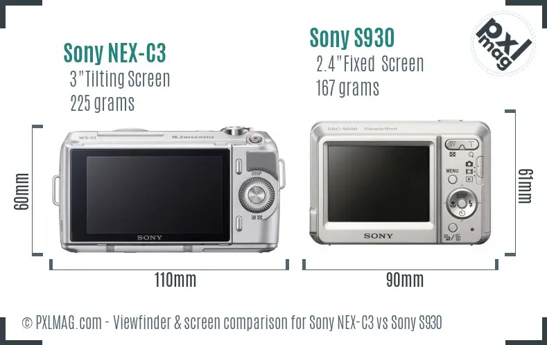 Sony NEX-C3 vs Sony S930 Screen and Viewfinder comparison