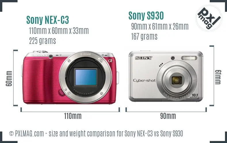 Sony NEX-C3 vs Sony S930 size comparison