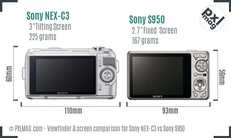 Sony NEX-C3 vs Sony S950 Screen and Viewfinder comparison