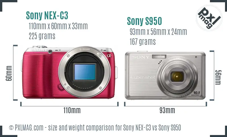 Sony NEX-C3 vs Sony S950 size comparison