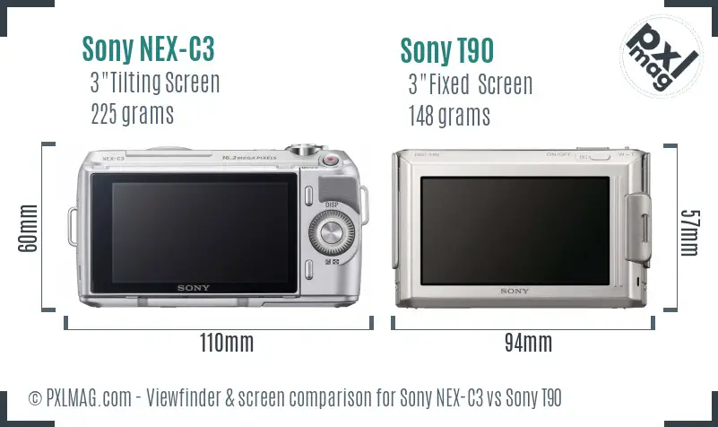 Sony NEX-C3 vs Sony T90 Screen and Viewfinder comparison