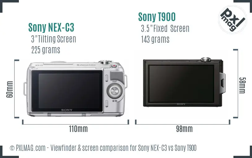 Sony NEX-C3 vs Sony T900 Screen and Viewfinder comparison
