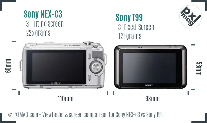 Sony NEX-C3 vs Sony T99 Screen and Viewfinder comparison