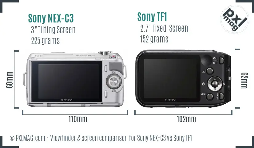 Sony NEX-C3 vs Sony TF1 Screen and Viewfinder comparison