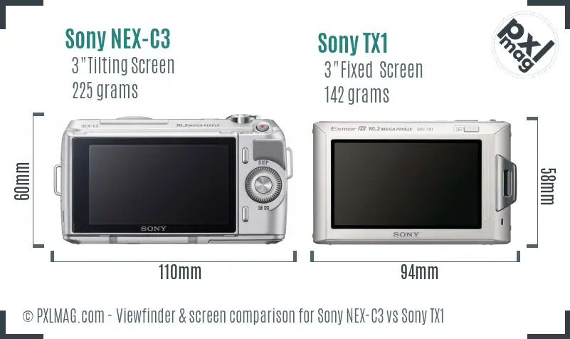Sony NEX-C3 vs Sony TX1 Screen and Viewfinder comparison