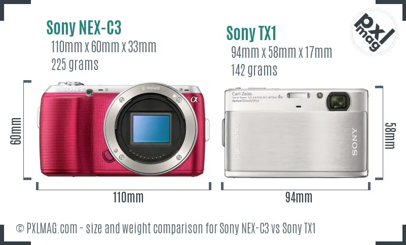 Sony NEX-C3 vs Sony TX1 size comparison