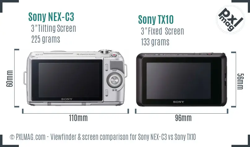 Sony NEX-C3 vs Sony TX10 Screen and Viewfinder comparison