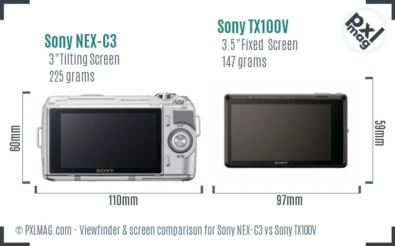 Sony NEX-C3 vs Sony TX100V Screen and Viewfinder comparison