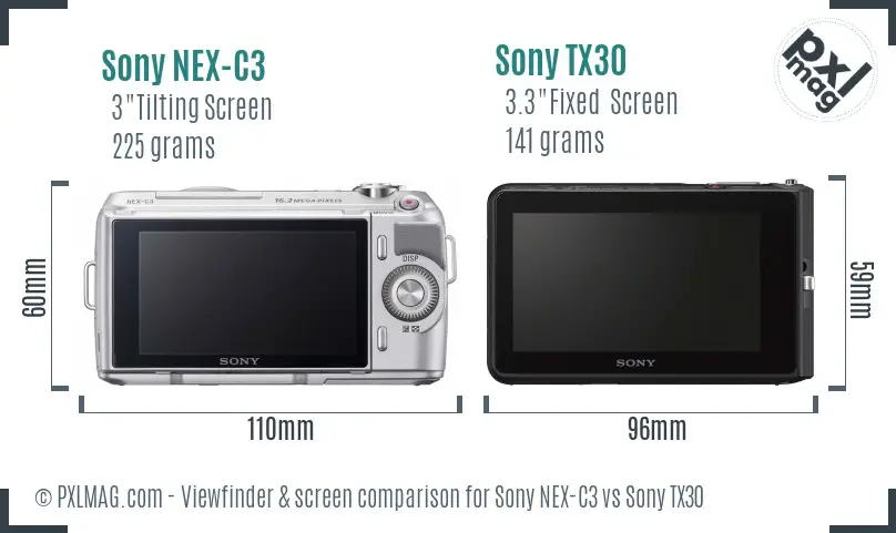 Sony NEX-C3 vs Sony TX30 Screen and Viewfinder comparison