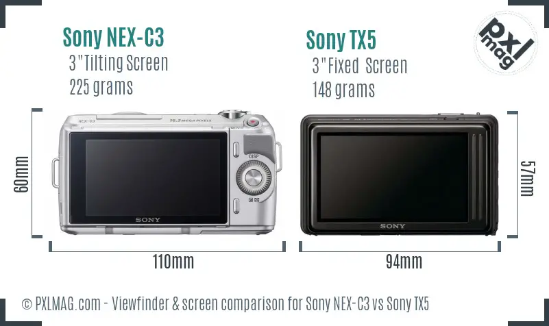 Sony NEX-C3 vs Sony TX5 Screen and Viewfinder comparison