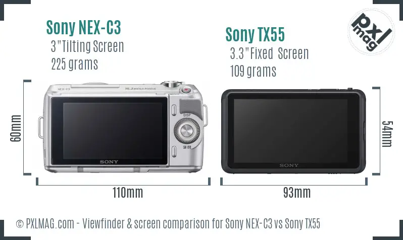 Sony NEX-C3 vs Sony TX55 Screen and Viewfinder comparison