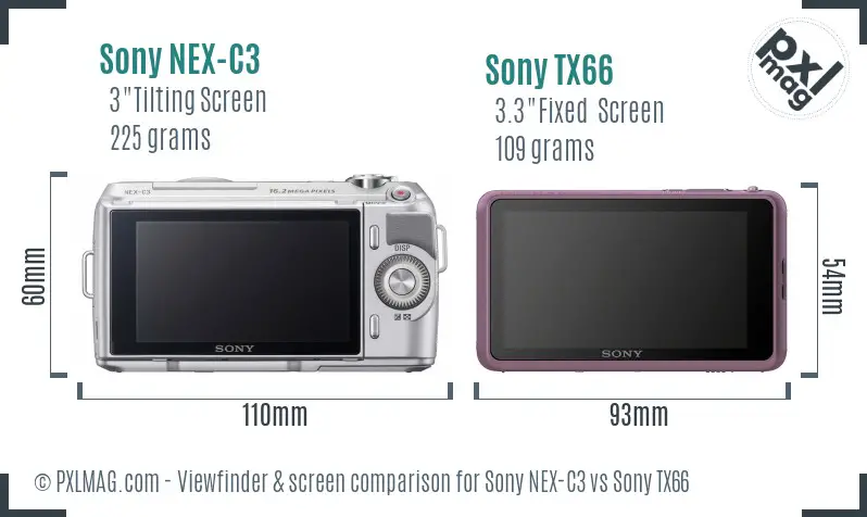 Sony NEX-C3 vs Sony TX66 Screen and Viewfinder comparison