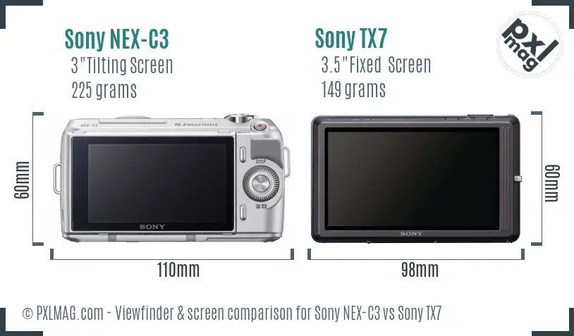 Sony NEX-C3 vs Sony TX7 Screen and Viewfinder comparison