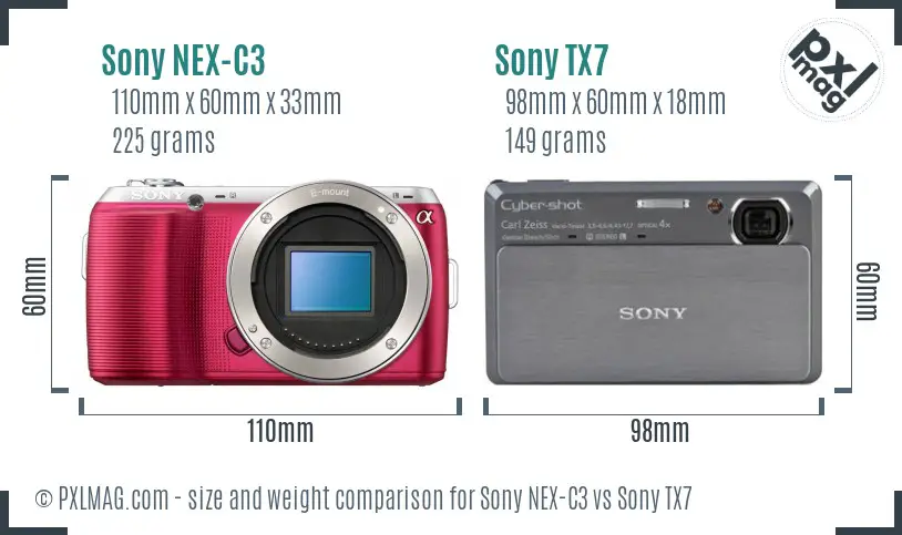 Sony NEX-C3 vs Sony TX7 size comparison