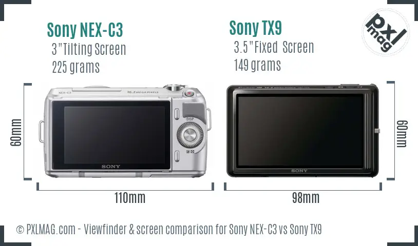 Sony NEX-C3 vs Sony TX9 Screen and Viewfinder comparison