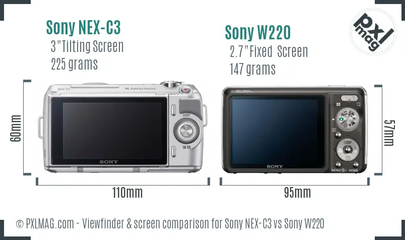 Sony NEX-C3 vs Sony W220 Screen and Viewfinder comparison