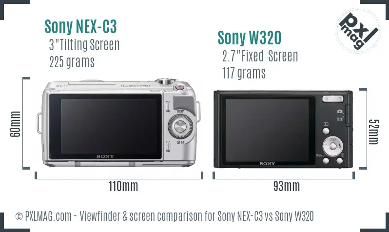 Sony NEX-C3 vs Sony W320 Screen and Viewfinder comparison