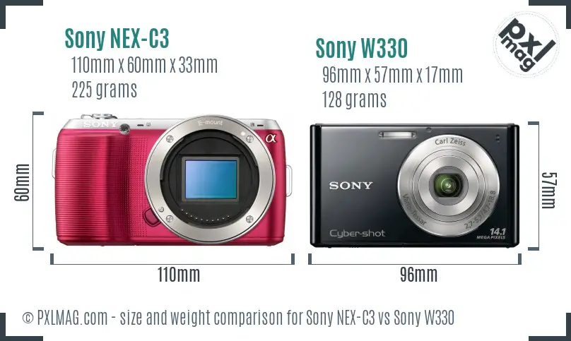 Sony NEX-C3 vs Sony W330 size comparison