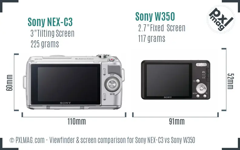 Sony NEX-C3 vs Sony W350 Screen and Viewfinder comparison