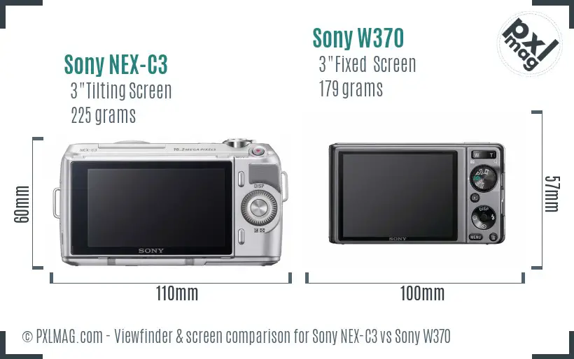 Sony NEX-C3 vs Sony W370 Screen and Viewfinder comparison
