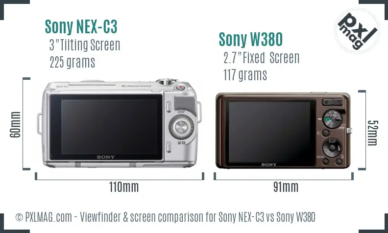 Sony NEX-C3 vs Sony W380 Screen and Viewfinder comparison