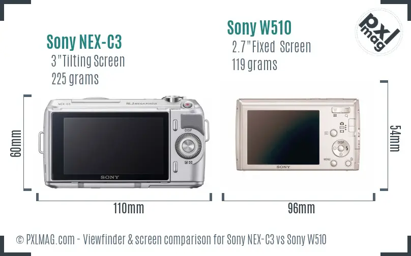 Sony NEX-C3 vs Sony W510 Screen and Viewfinder comparison