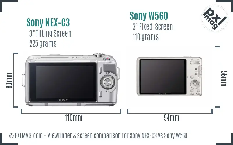 Sony NEX-C3 vs Sony W560 Screen and Viewfinder comparison