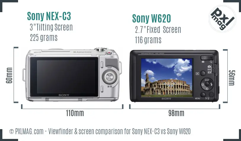 Sony NEX-C3 vs Sony W620 Screen and Viewfinder comparison
