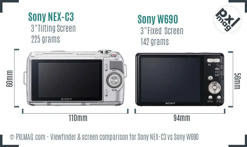Sony NEX-C3 vs Sony W690 Screen and Viewfinder comparison