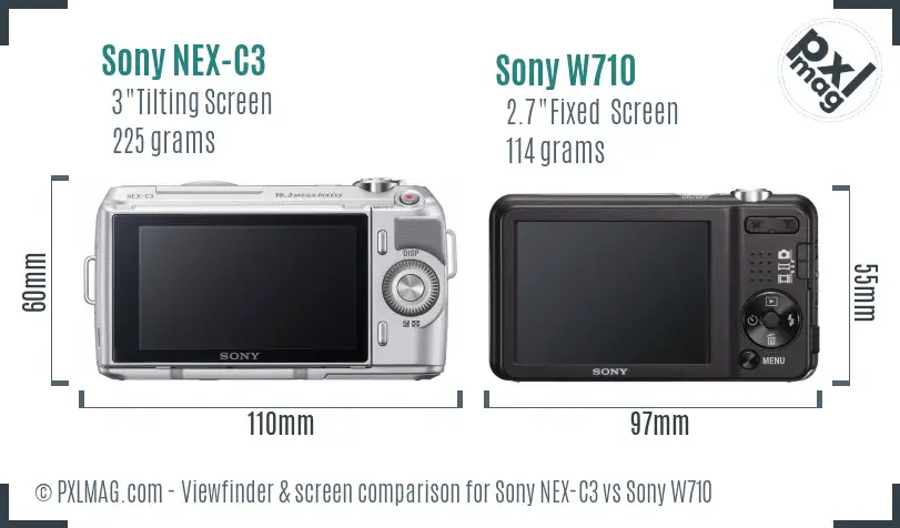 Sony NEX-C3 vs Sony W710 Screen and Viewfinder comparison