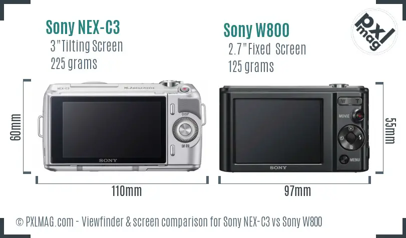 Sony NEX-C3 vs Sony W800 Screen and Viewfinder comparison