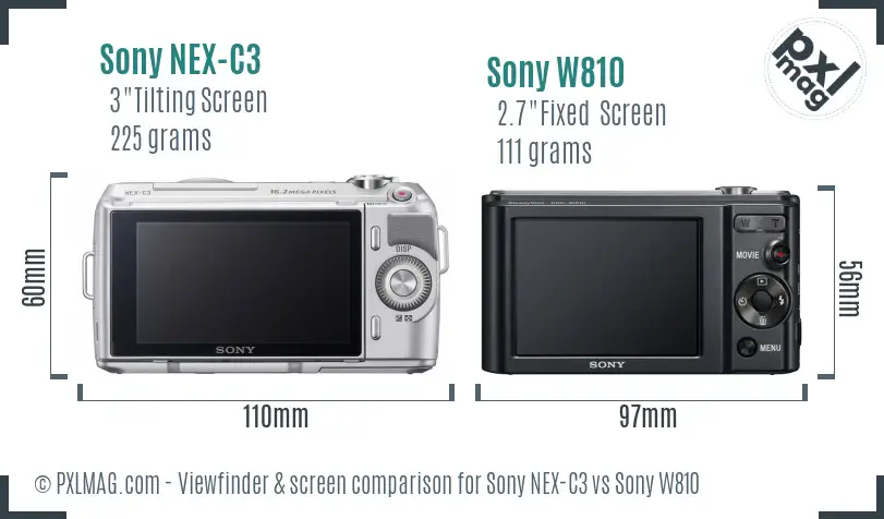 Sony NEX-C3 vs Sony W810 Screen and Viewfinder comparison
