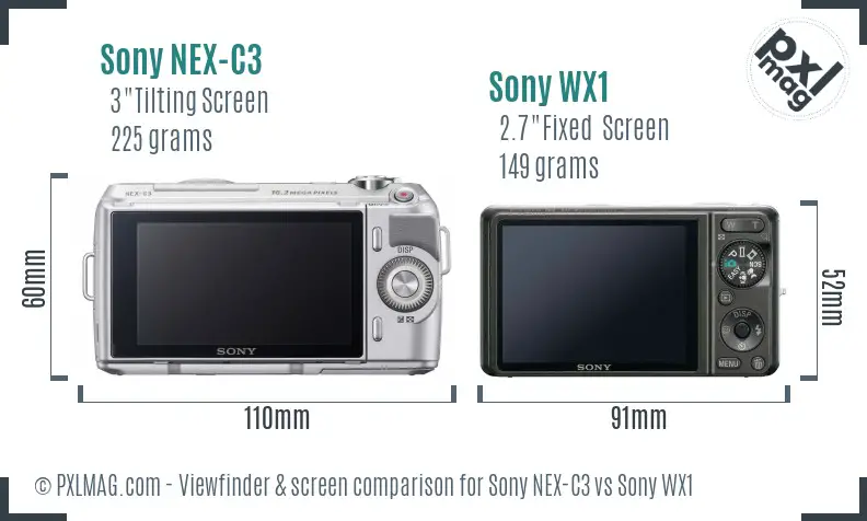 Sony NEX-C3 vs Sony WX1 Screen and Viewfinder comparison
