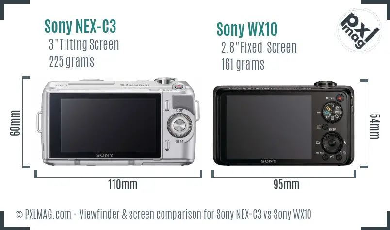 Sony NEX-C3 vs Sony WX10 Screen and Viewfinder comparison