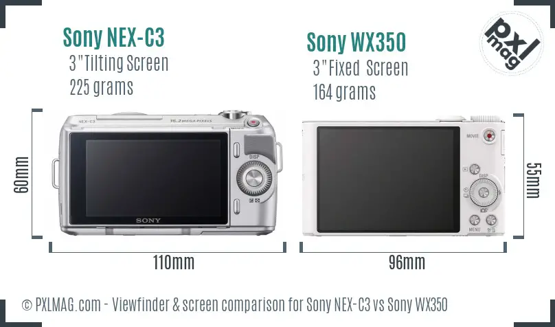 Sony NEX-C3 vs Sony WX350 Screen and Viewfinder comparison