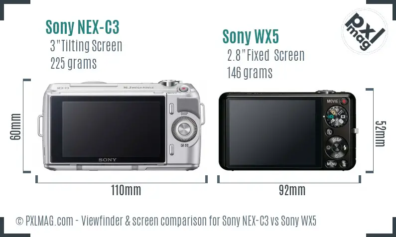 Sony NEX-C3 vs Sony WX5 Screen and Viewfinder comparison