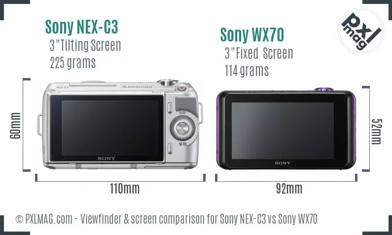 Sony NEX-C3 vs Sony WX70 Screen and Viewfinder comparison