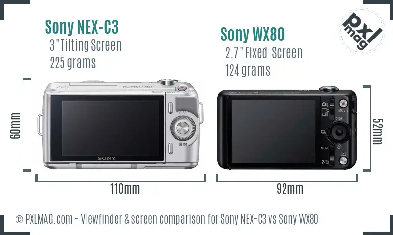 Sony NEX-C3 vs Sony WX80 Screen and Viewfinder comparison