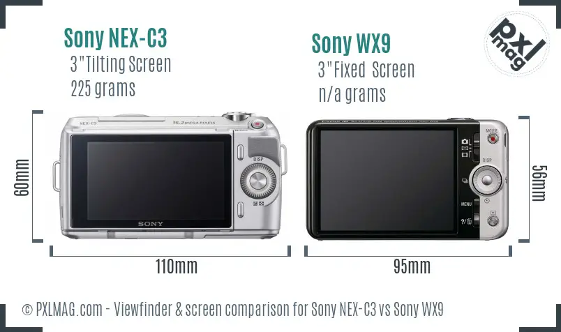 Sony NEX-C3 vs Sony WX9 Screen and Viewfinder comparison