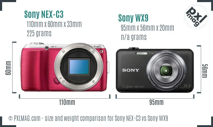 Sony NEX-C3 vs Sony WX9 size comparison