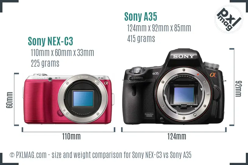 Sony NEX-C3 vs Sony A35 size comparison