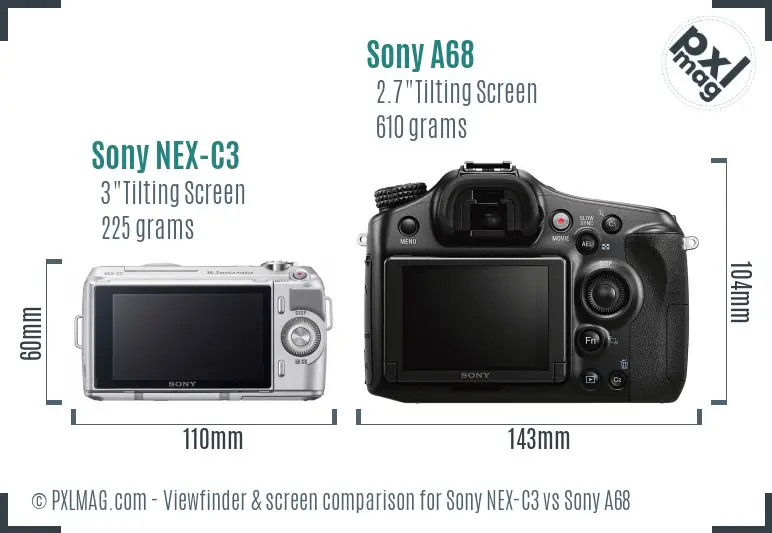Sony NEX-C3 vs Sony A68 Screen and Viewfinder comparison