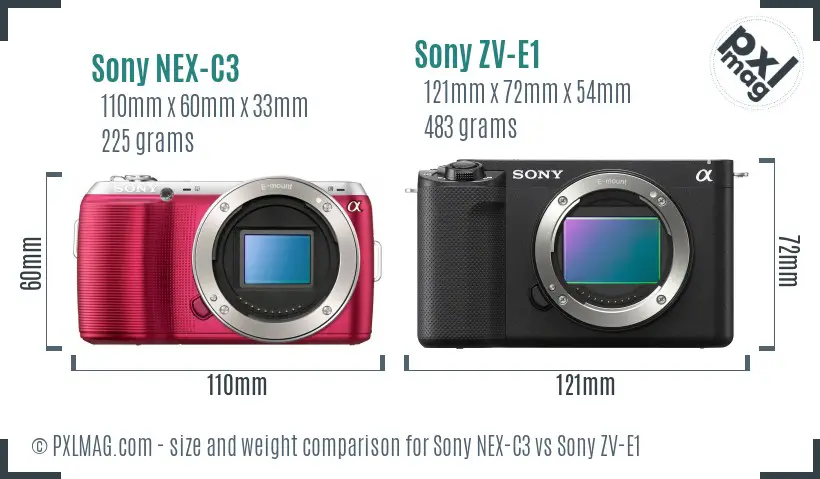 Sony NEX-C3 vs Sony ZV-E1 size comparison Sony NEX-C3 vs Sony ZV-E1 size comparison